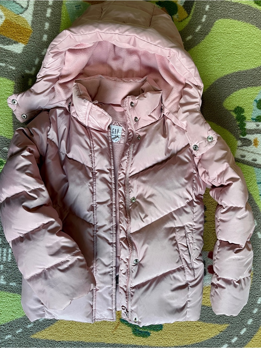 GAP Light Pink Quilted Kids Puffer Jacket with Hood